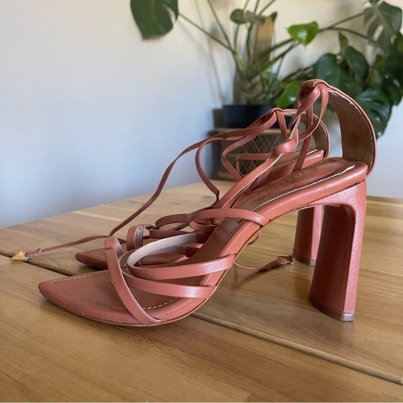 Schutz Leaf Strappy Lace-Up Heels Sandal Women's 6.5 Caramelo - Picture 8 of 8